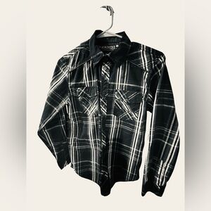 Machine Black and White Plaid Button Down Shirt